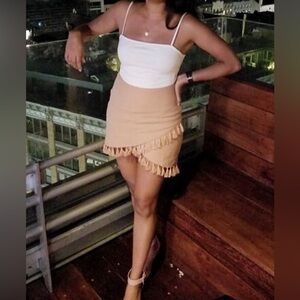 Skirt with fringe detail